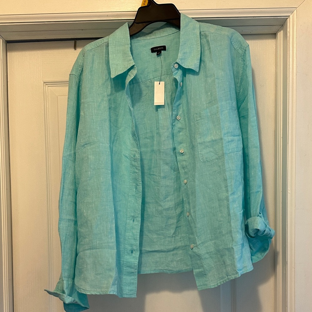 Women’s aqua Linen Shirt
